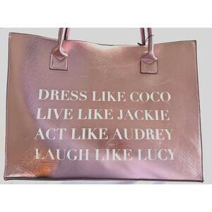 Los Angeles Trading Co Pink Metallic Tote Vegan Leather Fashion Shopping Travel